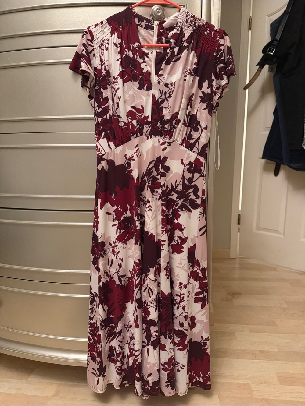 Nordstrom Pink and Burgundy Floral Midi Dress